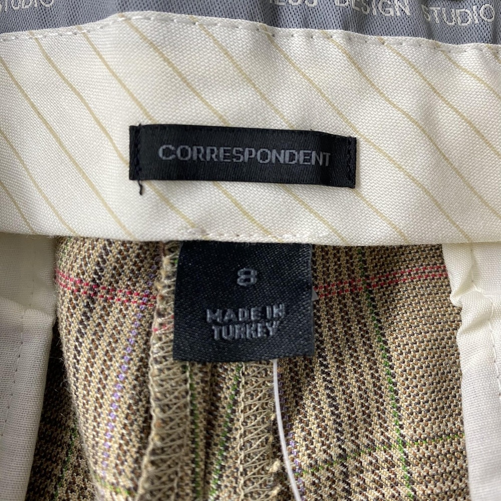 NWT Express Pants Womens 8 Tan Plaid Correspondent Stretch Dress Trouser Office - Picture 10 of 16